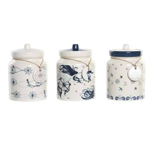 Čamac DKD Home Decor 12 x 12 x 16 cm Plava Bijela Dolomite (3 kom.) Cijena