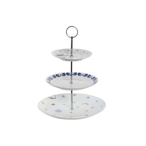 Posuda za Voće DKD Home Decor 27 x 27 x 34 cm Porculan Plava Metal Bijela Cijena