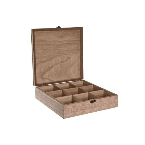 Kutija za Čajeve DKD Home Decor Kristal Roza Metal Bijela 24 x 24 x 7 cm 3 Dijelovi Drvo MDF Cijena