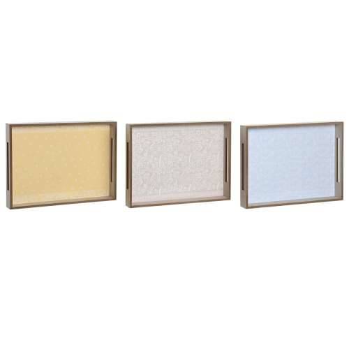 Pladanj za aperitive DKD Home Decor Plava Roza Rumena 3 Dijelovi Drvo MDF 40 x 30 x 5 cm Shabby Chic Cijena