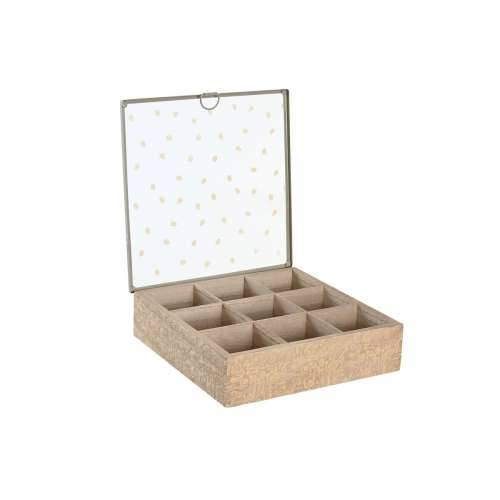 Kutija za Čajeve DKD Home Decor 24 x 24 x 6,5 cm Kristal Prirodno Plava Roza Metal Bijela 3 Dijelovi Drvo MDF Cijena