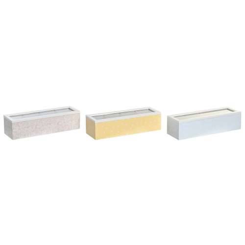 Kutija za Čajeve DKD Home Decor 30 x 9 x 8 cm Kristal Plava Roza 3 Dijelovi Drvo MDF Cijena