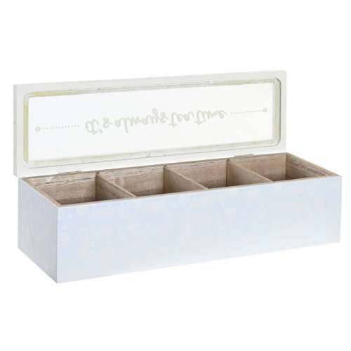 Kutija za Čajeve DKD Home Decor 30 x 9 x 8 cm Kristal Plava Roza 3 Dijelovi Drvo MDF Cijena