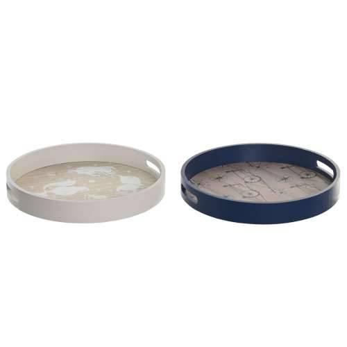 Pladanj za aperitive DKD Home Decor Plava Bijela 35 x 35 x 5 cm Drvo MDF (2 kom.) Cijena