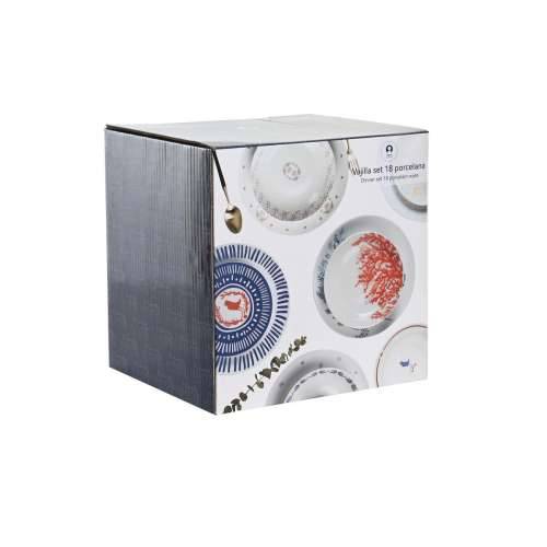 Set Posuđa DKD Home Decor Porculan Plava Roza Bijela 27 x 27 x 3 cm 18 Dijelovi Cijena