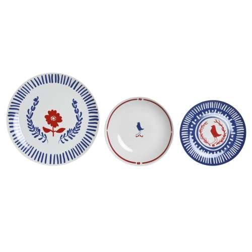 Set Posuđa DKD Home Decor Porculan Crvena Plava Bijela 27 x 27 x 3 cm 18 Dijelovi Cijena