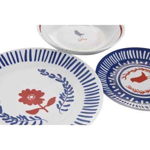 Set Posuđa DKD Home Decor Porculan Crvena Plava Bijela 27 x 27 x 3 cm 18 Dijelovi Cijena