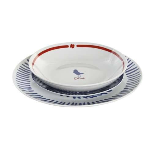 Set Posuđa DKD Home Decor Porculan Crvena Plava Bijela 27 x 27 x 3 cm 18 Dijelovi Cijena