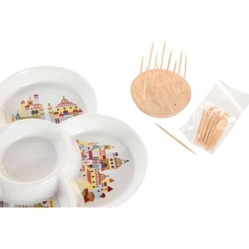 Set za Predjelo DKD Home Decor Prirodno Crvena Pisana Gres Keramika 22 x 22 x 7 cm Cottage Kuće Cijena