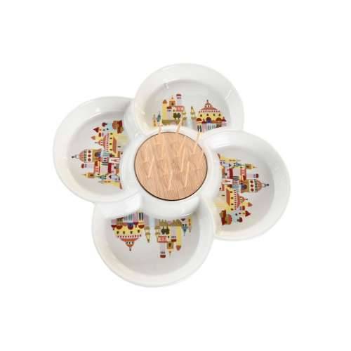 Set za Predjelo DKD Home Decor Prirodno Crvena Pisana Gres Keramika 22 x 22 x 7 cm Cottage Kuće Cijena