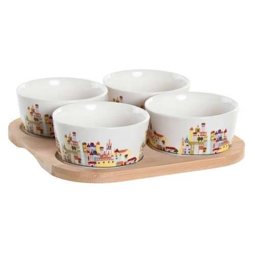 Set za Predjelo DKD Home Decor 19,7 x 19,7 x 1 cm Prirodno Plava Pisana Gres Keramika Cottage Kuće Cijena
