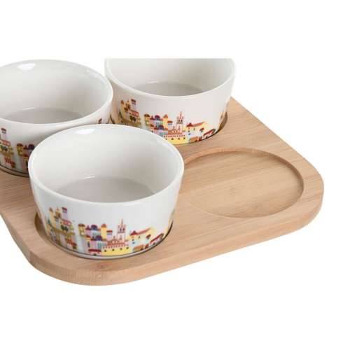 Set za Predjelo DKD Home Decor 19,7 x 19,7 x 1 cm Prirodno Plava Pisana Gres Keramika Cottage Kuće Cijena