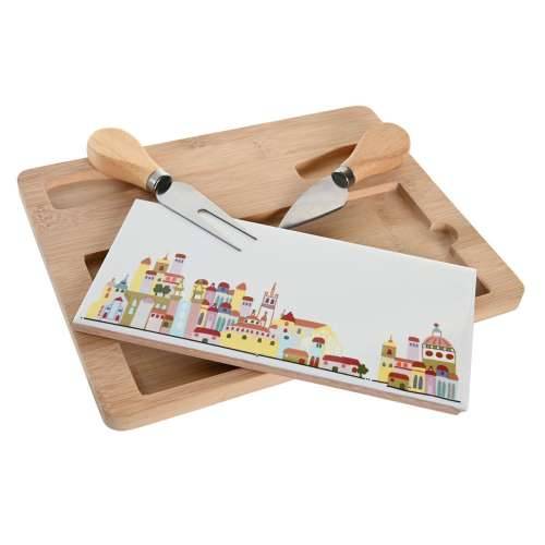 Set za Predjelo DKD Home Decor 24,5 x 20 x 1,2 cm Crvena Bijela Pisana Gres Keramika Cottage Kuće Cijena