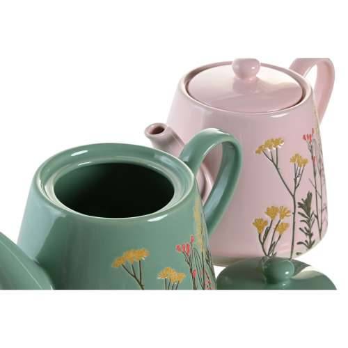 Čajnik DKD Home Decor Roza Zelena Gres Keramika (2 kom.) Cijena