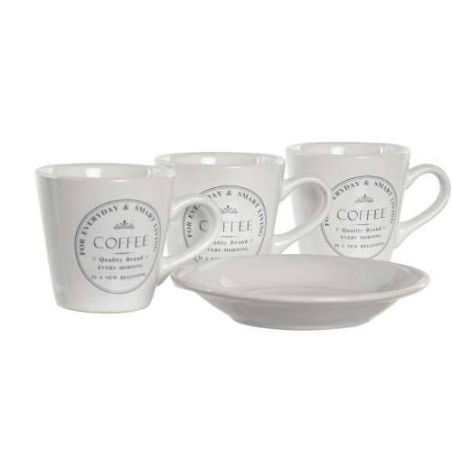 Set Šalica s Tanjurićima DKD Home Decor Bijela Metal Gres Keramika 90 ml 8 x 6 x 6 cm 11 x 11 x 2 cm Cijena