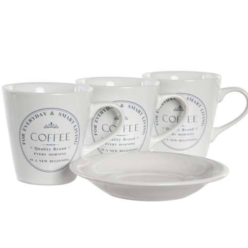 Set Šalica s Tanjurićima DKD Home Decor Bijela Metal Gres Keramika 180 ml 12 x 12 x 2 cm Cijena