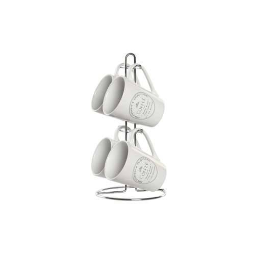 Set Šalica s Tanjurićima DKD Home Decor Bijela Metal Gres Keramika 300 ml 14 x 14 x 31 cm 12,5 x 9,5 x 10,5 cm (5 Dijelovi) Cijena