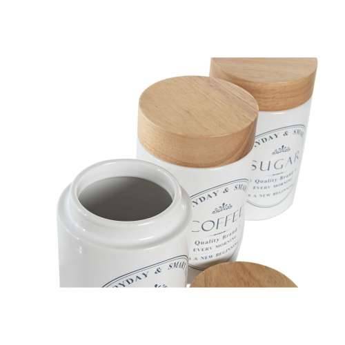 Čamac DKD Home Decor Drvo Bijela Gres Keramika 10 x 10 x 16 cm (3 kom.) Cijena