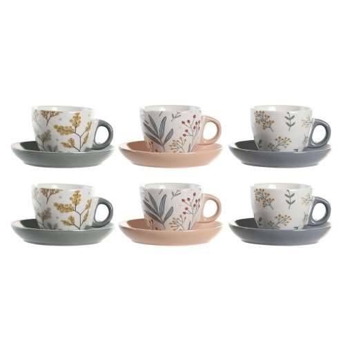Set Šalica s Tanjurićima DKD Home Decor Plava Siva Pisana Svetlo roza Porculan 90 ml 11 x 11 x 2 cm (3 kom.) Cijena