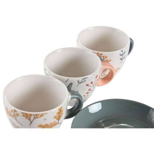 Set Šalica s Tanjurićima DKD Home Decor Plava Siva Pisana Svetlo roza Porculan 90 ml 11 x 11 x 2 cm (3 kom.) Cijena