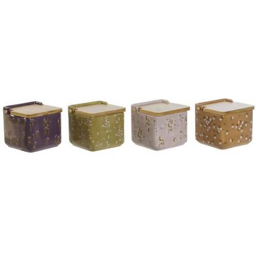 Soljenka s Poklopcem DKD Home Decor Zelena Roza Horčica Lila Bambus 750 ml 14 x 12,5 x 12 cm (4 kom.) Cijena