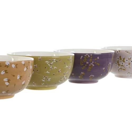 Zdjela DKD Home Decor Zelena Roza Horčica Lila Dolomite Shabby Chic 600 ml 14 x 14 x 7 cm (4 kom.) Cijena