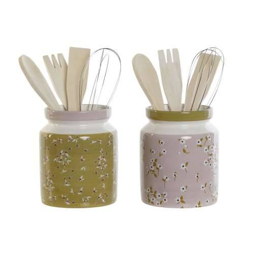 Posuda za Kuhinjski Pribor DKD Home Decor Metal Dolomite Drvo MDF 12 x 12 x 25 cm (2 kom.) Cijena