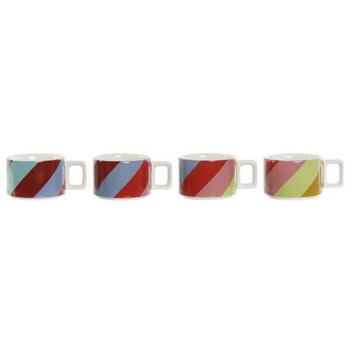 Set Šalica za Kavu DKD Home Decor Bijela Pisana Svijetlo smeđi Metal Bambus Dolomite 260 ml Cijena