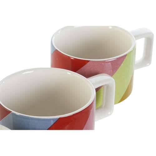 Set Šalica za Kavu DKD Home Decor Bijela Pisana Svijetlo smeđi Metal Bambus Dolomite 260 ml Cijena