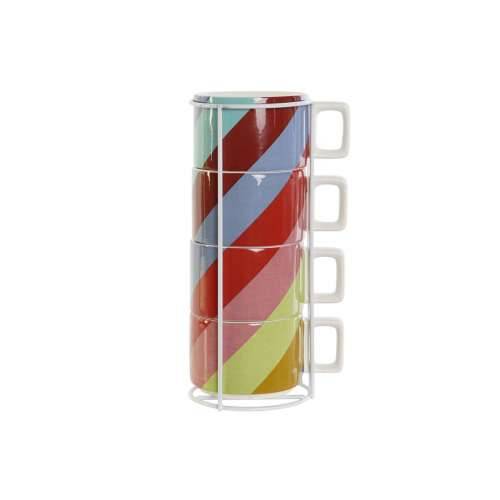 Set Šalica za Kavu DKD Home Decor Bijela Pisana Svijetlo smeđi Metal Bambus Dolomite 260 ml Cijena