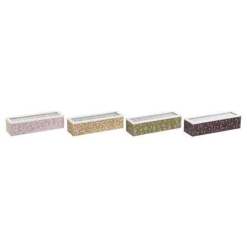 Kutija za Čajeve DKD Home Decor Zelena Horčica Tamno smeđi Kristal Drvo MDF (4 kom.) Cijena