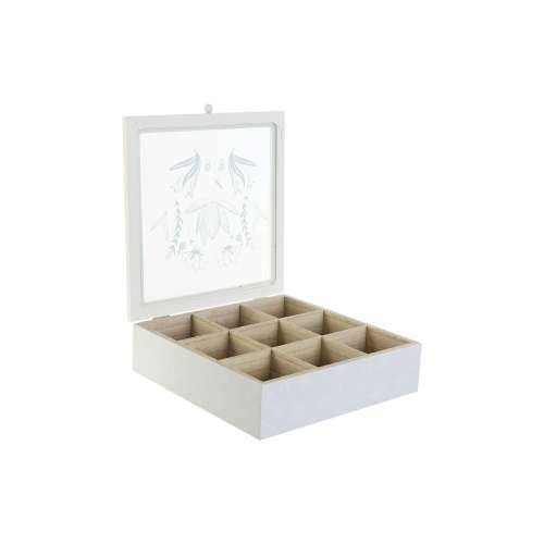 Kutija za Čajeve DKD Home Decor Plava Bijela Zelena Lila Metal Kristal Drvo MDF (3 kom.) Cijena
