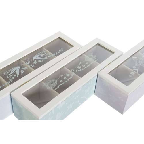 Kutija za Čajeve DKD Home Decor Plava Zelena Lila Kristal Drvo MDF (3 kom.) Cijena
