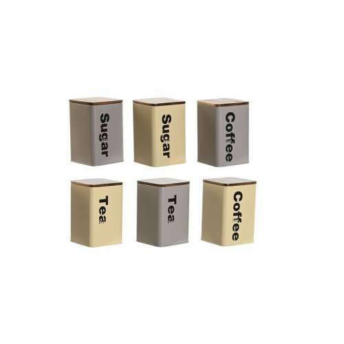 Čamac Home ESPRIT Bež Siva Tamno smeđi Metal Bambus 10 x 10 x 14,5 cm (6 kom.) Cijena