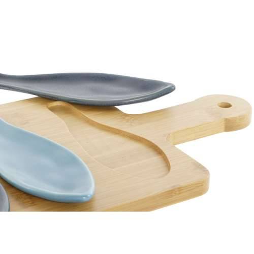 Set za Predjelo Home ESPRIT Plava Zelena Mornarsko plava Bambus Porculan Mediteran Ribe 36 x 18 x 1,3 cm 5 Dijelovi Cijena