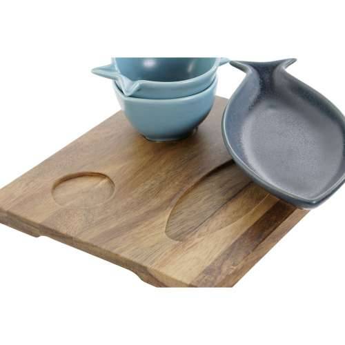Set za Predjelo Home ESPRIT Plava Nebesko plava Porculan Drvo akacije Mediteran Ribe 19,5 x 16,5 x 1,3 cm 4 Dijelovi Cijena