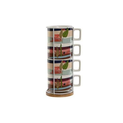 Set Šalica za Kavu Home ESPRIT Plava Zelena Roza Lila Metal Bambus Dolomite 260 ml Cijena