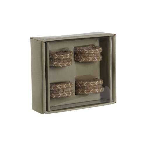 Prsten za salvete DKD Home Decor Prirodno Juta Drvo Manga 6 x 3 x 6 cm 4 Dijelovi Cijena