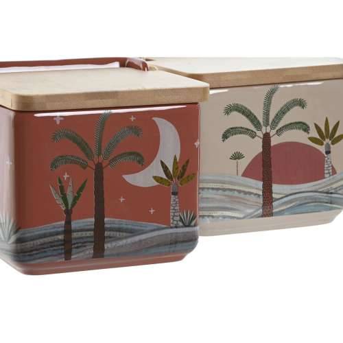 Soljenka s Poklopcem Home ESPRIT Bež Roza Terakota Lila Bambus 750 ml 14 x 12,5 x 12 cm (2 kom.) Cijena