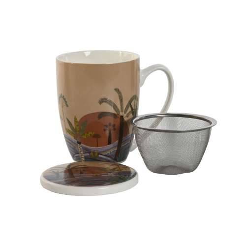 Šalica s Filtrom za Čaj Home ESPRIT Plava Bež Terakota Nehrđajući Čelik Porculan 380 ml (2 kom.) Cijena