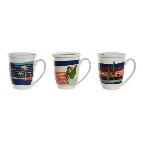 Šalica s Filtrom za Čaj Home ESPRIT Plava Zelena Nehrđajući Čelik Porculan Tropsko 380 ml (3 kom.) Cijena