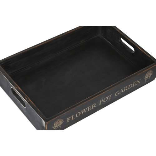 Set pladnjeva Home ESPRIT Crna Jelovina 56 x 38 x 10 cm (3 Dijelovi) Cijena