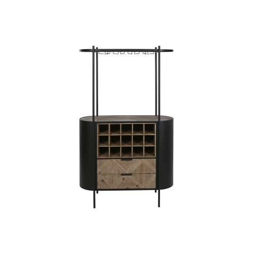 Stalak za boce Home ESPRIT Crna Prirodno Metal Jela 90 x 36 x 150 cm Cijena
