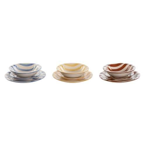 Posuđe za jelo Home ESPRIT Rumena Plava Crvena Gres Keramika Crte Mediteran 27,5 x 27,5 x 2,8 cm 18 Dijelovi Cijena