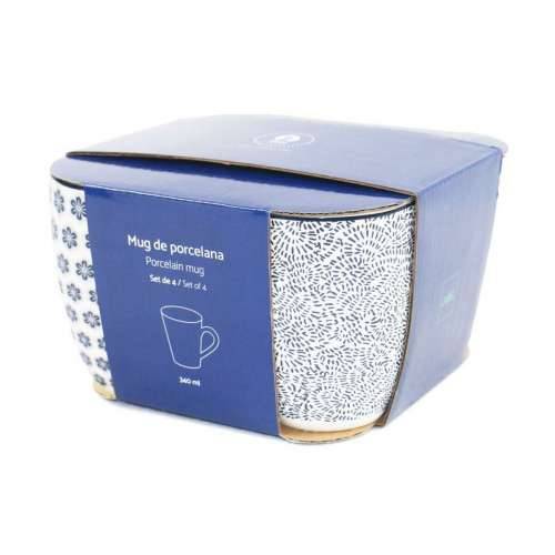 Set 4 Velikih Šalica Home ESPRIT Plava Bijela Porculan 340 ml Cijena