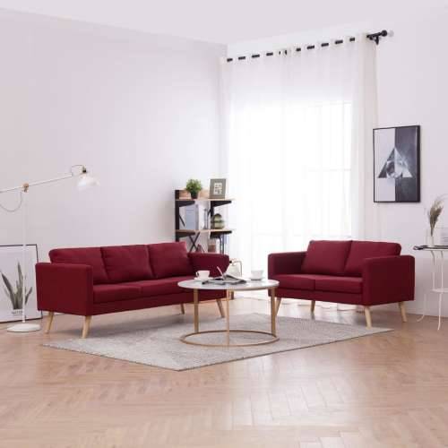 2-dijelni set sofa od tkanine crvena boja vina Cijena