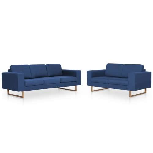 2-dijelni set sofa od tkanine plavi Cijena