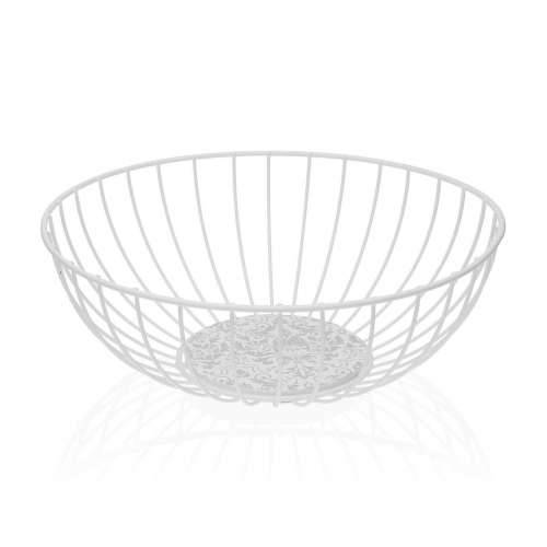 Posuda za Voće Versa Damasco Bijela Metal Čelik Drvo MDF 28 x 10 x 28 cm Cijena