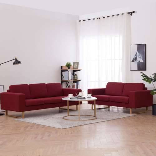 2-dijelni set sofa od tkanine crvena boja vina - boja crnog vina dvosjed + trosjed Cijena