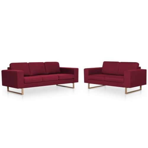 2-dijelni set sofa od tkanine crvena boja vina - boja crnog vina dvosjed + trosjed Cijena